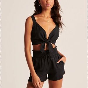 Black tie front crop top (never worn!)